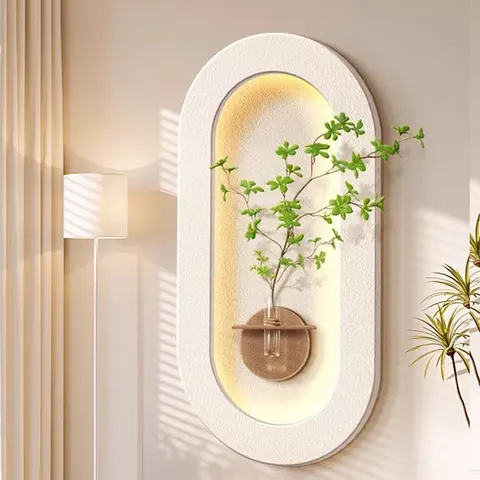 Hot Sales in 2026 Sandstone Art Decor Wall Painting Background Wall Hydroponic Green Plants Glowed LED Painting