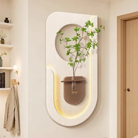 Hot Sales in 2026 Sandstone Art Decor Wall Painting Background Wall Hydroponic Green Plants Glowed LED Painting