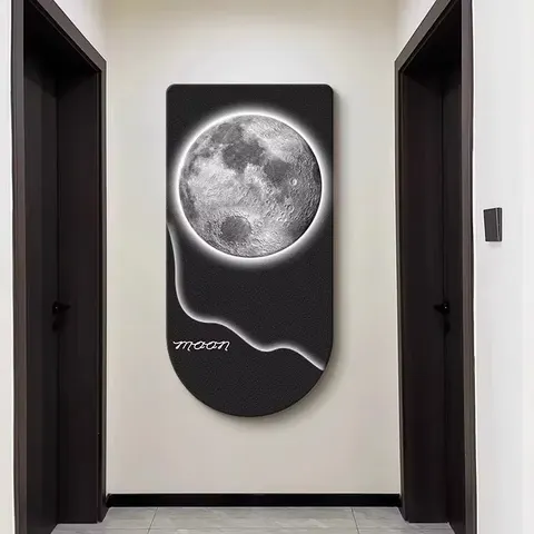 Hot Sales in 2026 the Moon Entrance Hall Art Home Furnishing Led Decor Painting Corridor Sandstone Texture Hanging Paintings