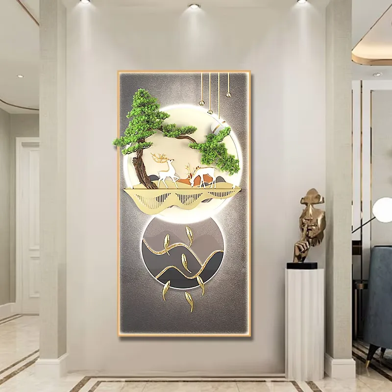 Hot Selling 2026 Factory Direct Sale Wholesale Mural Vestibule Crystal Porcelain in Kind Painting Wall Art Home Decor