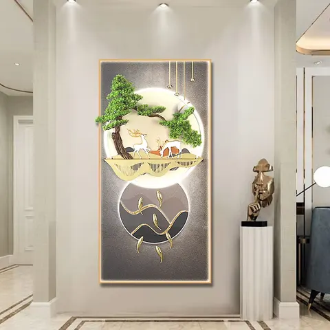 Hot Selling 2026 Factory Direct Sale Wholesale Mural Vestibule Crystal Porcelain in Kind Painting Wall Art Home Decor