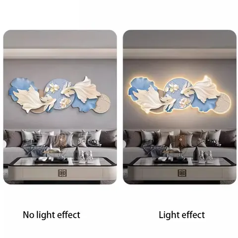 Hot Selling 2026 Koi Lotus Art Decor LED Glow Light Painting Uv Cutting Wall Art Home Decor Painting