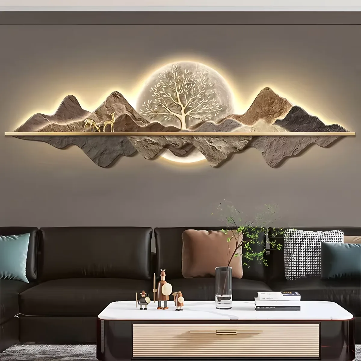 Hot Selling 2026 Tree of Wealth Modern Painting UV Crystal Painting Led Wall Art Home Decor Paintings