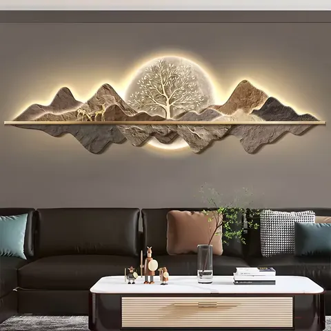 Hot Selling 2026 Tree of Wealth Modern Painting UV Crystal Painting Led Wall Art Home Decor Paintings