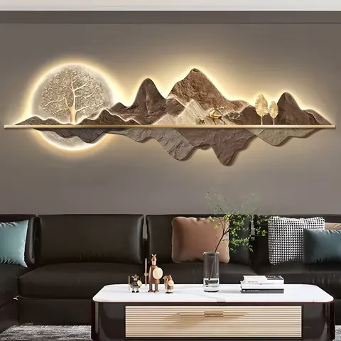 Hot Selling 2026 Tree of Wealth Modern Painting UV Crystal Painting Led Wall Art Home Decor Paintings
