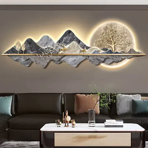 Hot Selling 2026 Tree of Wealth Modern Painting UV Crystal Painting Led Wall Art Home Decor Paintings