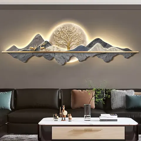 Hot Selling 2026 Tree of Wealth Modern Painting UV Crystal Painting Led Wall Art Home Decor Paintings