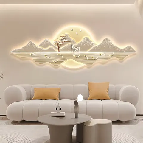 抽象 单幅 装饰画 现代简约 客厅背景墙挂画 LED带灯画