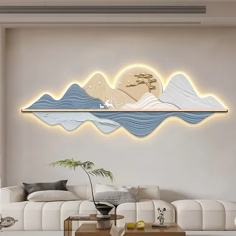 抽象 单幅 装饰画 现代简约 客厅背景墙挂画 LED带灯画