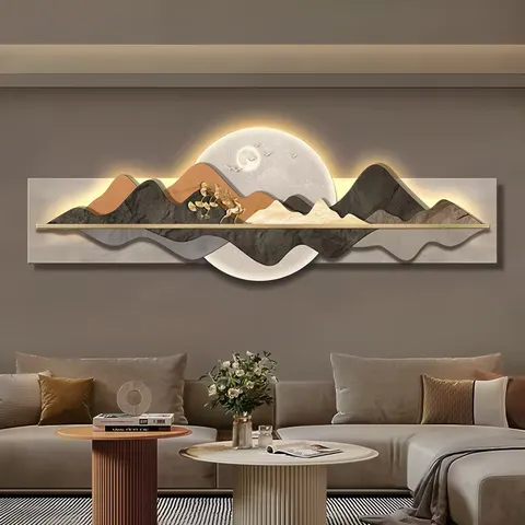 抽象 单幅 装饰画 轻奢风 客厅背景墙挂画 LED带灯画
