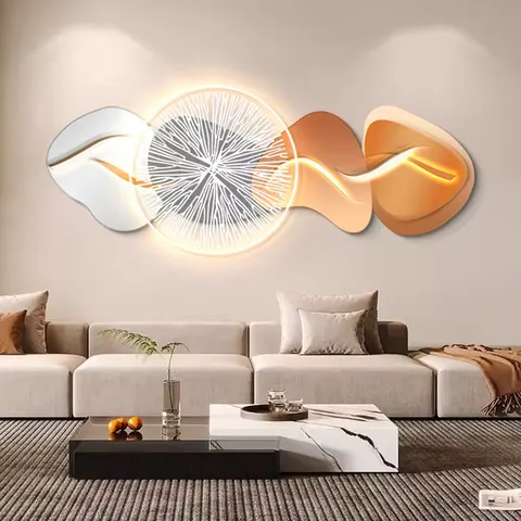 抽象 单幅 装饰画 现代简约 客厅背景墙挂画 LED带灯画