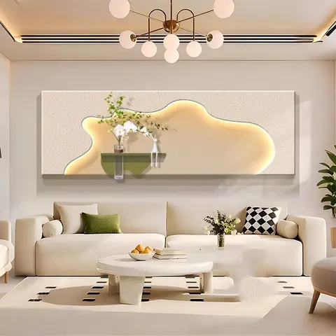 Hot-selling in 2026 Hydroponic Plants Sandstone Art Decor Painting Living Room Sofa Background Wall LED Painting