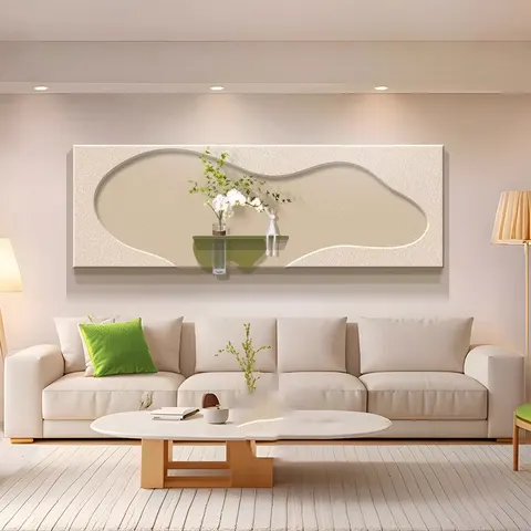 Hot-selling in 2026 Hydroponic Plants Sandstone Art Decor Painting Living Room Sofa Background Wall LED Painting