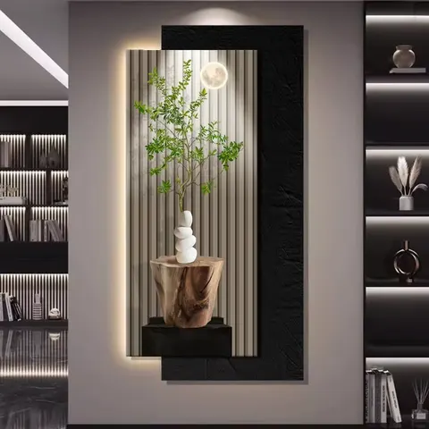 Hot-selling in 2026 Modern Luxury  Entrance Hall Art Decor Paintings UV Printing Simplicity Crystal Porcelain LED Painting