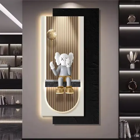Hot-selling in 2026 Modern Luxury  Entrance Hall Art Decor Paintings UV Printing Simplicity Crystal Porcelain LED Painting