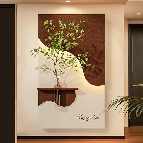 Hot-selling in 2026 Sandstone Art Home Decor Painting Corridor Background Wall Hydroponic Plants LED Paintings