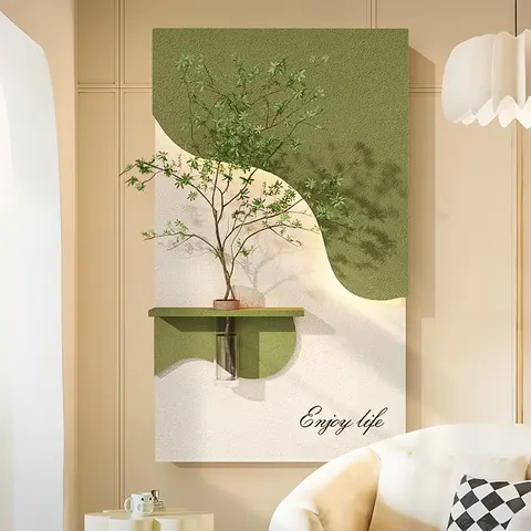 Hot-selling in 2026 Sandstone Art Home Decor Painting Corridor Background Wall Hydroponic Plants LED Paintings