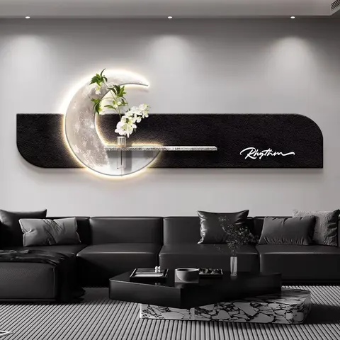 Hot-selling Living Room Big White Wall Sandstone Hanging Paintings Modern Simple Sofa Background Wall Led Art Decor Painting