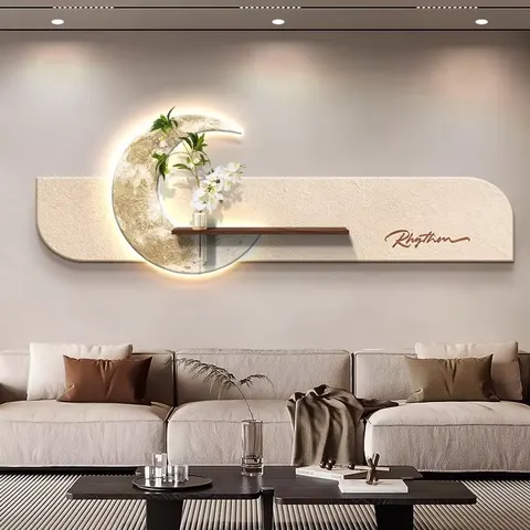 Hot-selling Living Room Big White Wall Sandstone Hanging Paintings Modern Simple Sofa Background Wall Led Art Decor Painting