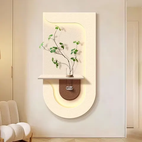植物 单幅 装饰画 奶油风 玄关背景墙挂画 LED带灯画