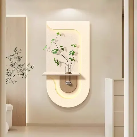 植物 单幅 装饰画 奶油风 玄关背景墙挂画 LED带灯画