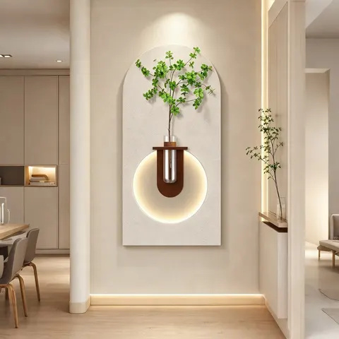 Hydroponic Green Plant Wall Mural Sandstone Art Home Furnishings Decorative Painting Multi-layered Combination Led Wall Murals