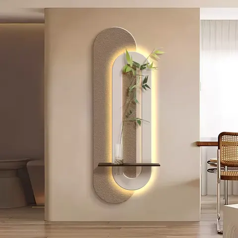 Hydroponic Green Plants Entrance Hall Art Decor Painting Living Room Corridor Background Wall LED Glow Sandstone Painting