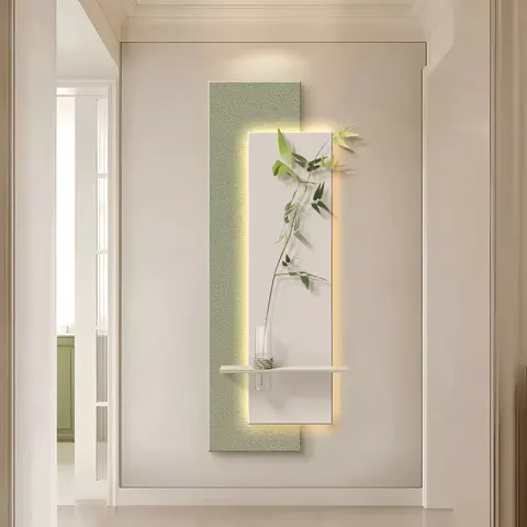 Hydroponic Green Plants Entrance Hall Art Decor Painting Living Room Corridor Background Wall LED Glow Sandstone Painting