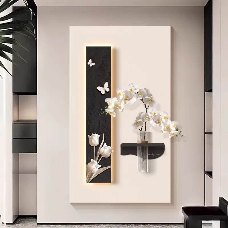 Hydroponic Green Plants Entrance Hall Sandstone Glowed LED Painting Simplicity Living Room Art Decor Draw