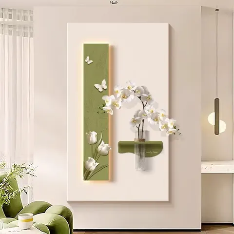 Hydroponic Green Plants Entrance Hall Sandstone Glowed LED Painting Simplicity Living Room Art Decor Draw