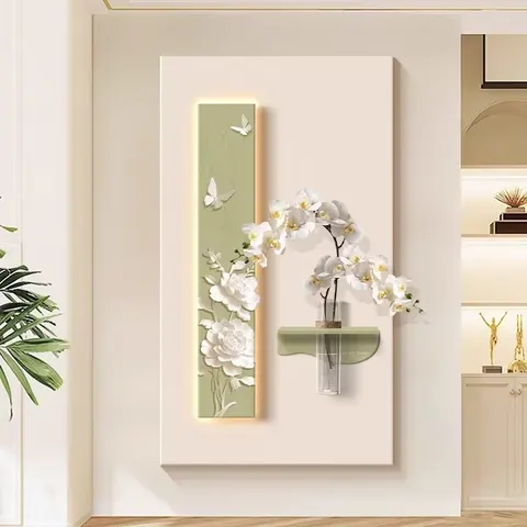 Hydroponic Green Plants Entrance Hall Sandstone Glowed LED Painting Simplicity Living Room Art Decor Draw