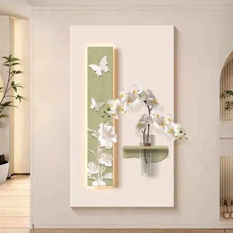 Hydroponic Green Plants Entrance Hall Sandstone Glowed LED Painting Simplicity Living Room Art Decor Draw
