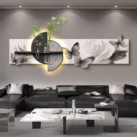 Hydroponic Green Plants Living Room Art Decor Paintings Sofa Background Wall butterfly Sandstone Led Paintings