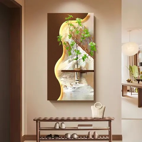 Hydroponic Green Plants Porch Decorative Paintings Three-dimensional Sandstone Corridor LED Paintings