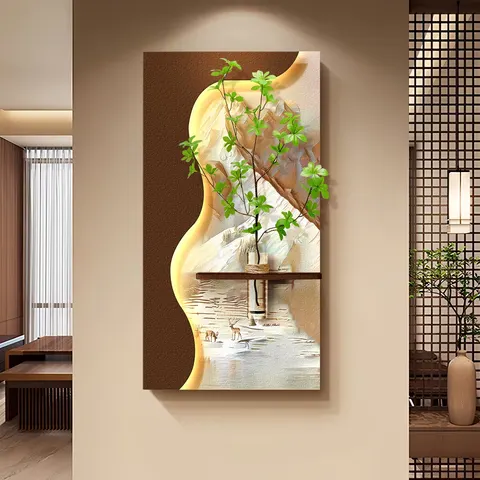 Hydroponic Green Plants Porch Decorative Paintings Three-dimensional Sandstone Corridor LED Paintings