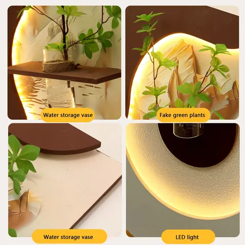 Hydroponic Green Plants Porch Decorative Paintings Three-dimensional Sandstone Corridor LED Paintings