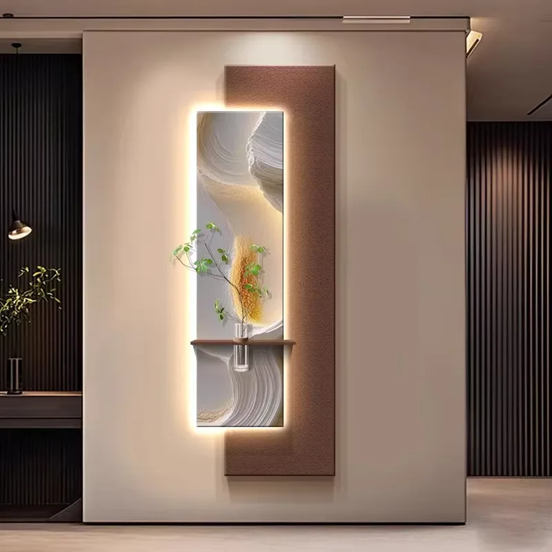 Hydroponic Green Plants Sandstone Art Home Furnishing Decor Painting Living Room Background Wall Glowed LED Painting