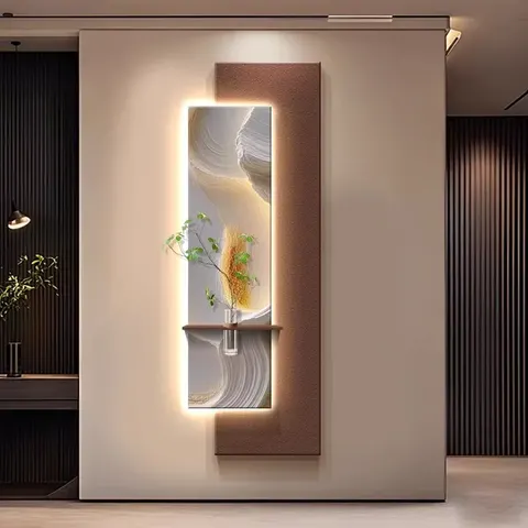 Hydroponic Green Plants Sandstone Art Home Furnishing Decor Painting Living Room Background Wall Glowed LED Painting