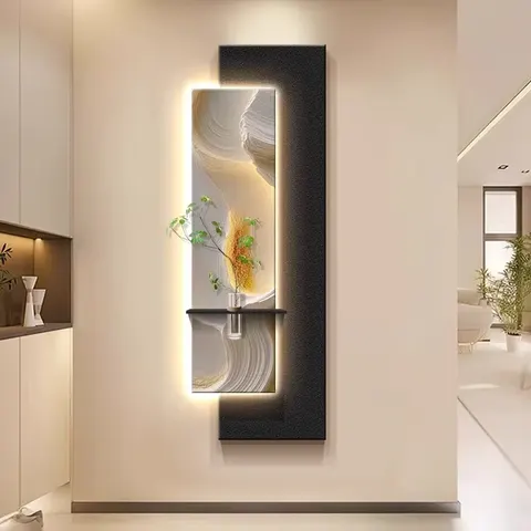 Hydroponic Green Plants Sandstone Art Home Furnishing Decor Painting Living Room Background Wall Glowed LED Painting