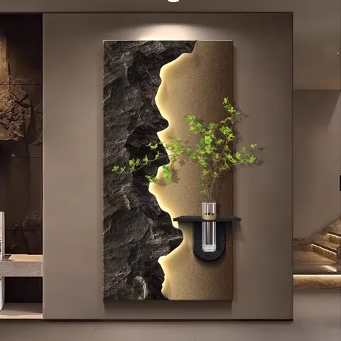 抽象 单幅 装饰画 现代简约 玄关背景墙挂画 砂岩浮雕