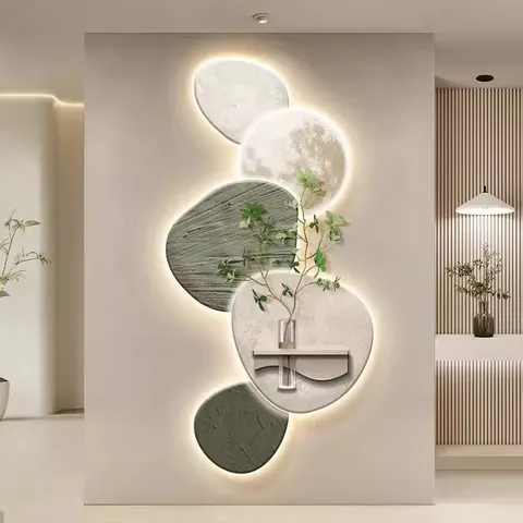 植物 单幅 装饰画 现代简约 餐厅背景墙挂画 LED带灯画