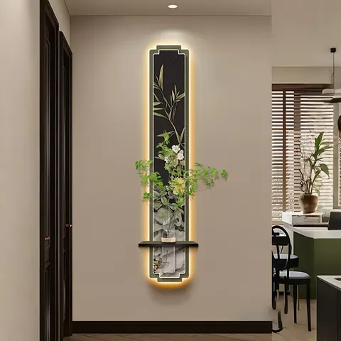 Hydroponic Plants Art Home Decor Painting Living Room Backdrop Wall Glowed LED Crystal Porcelain Painting