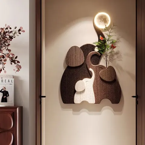 Hydroponic Plants Elephant Art Decor Painting Three-dimensional Sandstone Elegance Corridor Background Wall Led Painting