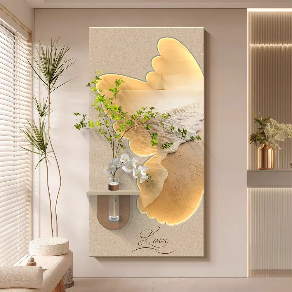 Hydroponic Plants Entrance Hall Art Home Furnishings Decor Painting Facing the Door Living Room Corridor Sandstone LED Painting