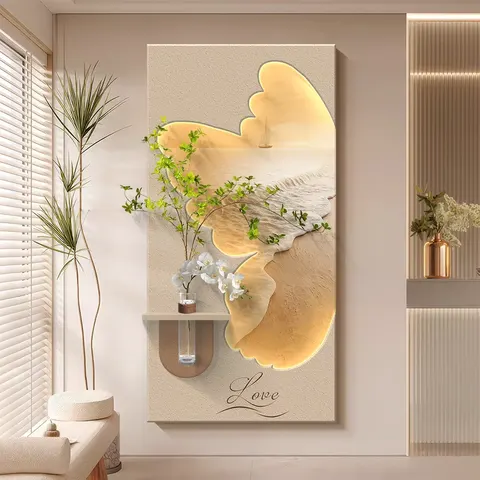 Hydroponic Plants Entrance Hall Art Home Furnishings Decor Painting Facing the Door Living Room Corridor Sandstone LED Painting