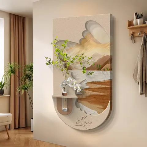 Hydroponic Plants Entrance Hall Art Home Furnishings Decor Painting Facing the Door Living Room Corridor Sandstone LED Painting