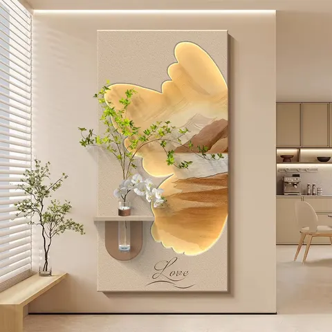 Hydroponic Plants Entrance Hall Art Home Furnishings Decor Painting Facing the Door Living Room Corridor Sandstone LED Painting