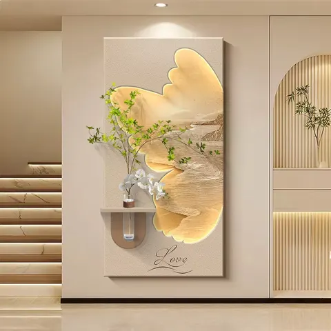 Hydroponic Plants Entrance Hall Art Home Furnishings Decor Painting Facing the Door Living Room Corridor Sandstone LED Painting