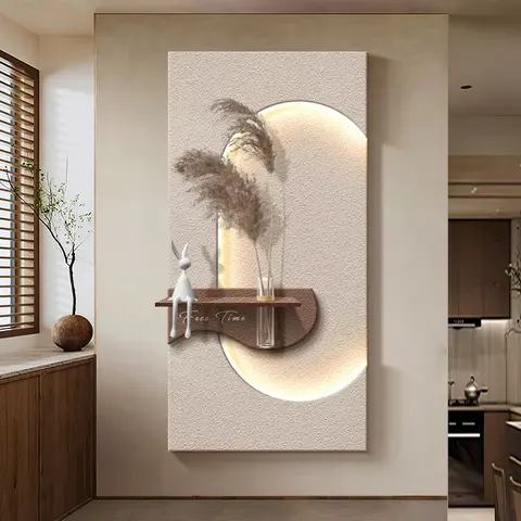 Hydroponic Plants Glowed LED Wall Art Painting Corridor Background Wall Double-layer Sandstone Art Decor Painting
