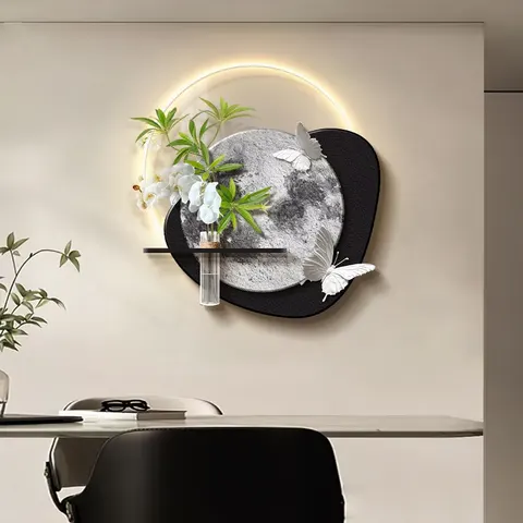 植物 单幅 装饰画 现代简约 餐厅背景墙挂画 LED带灯画